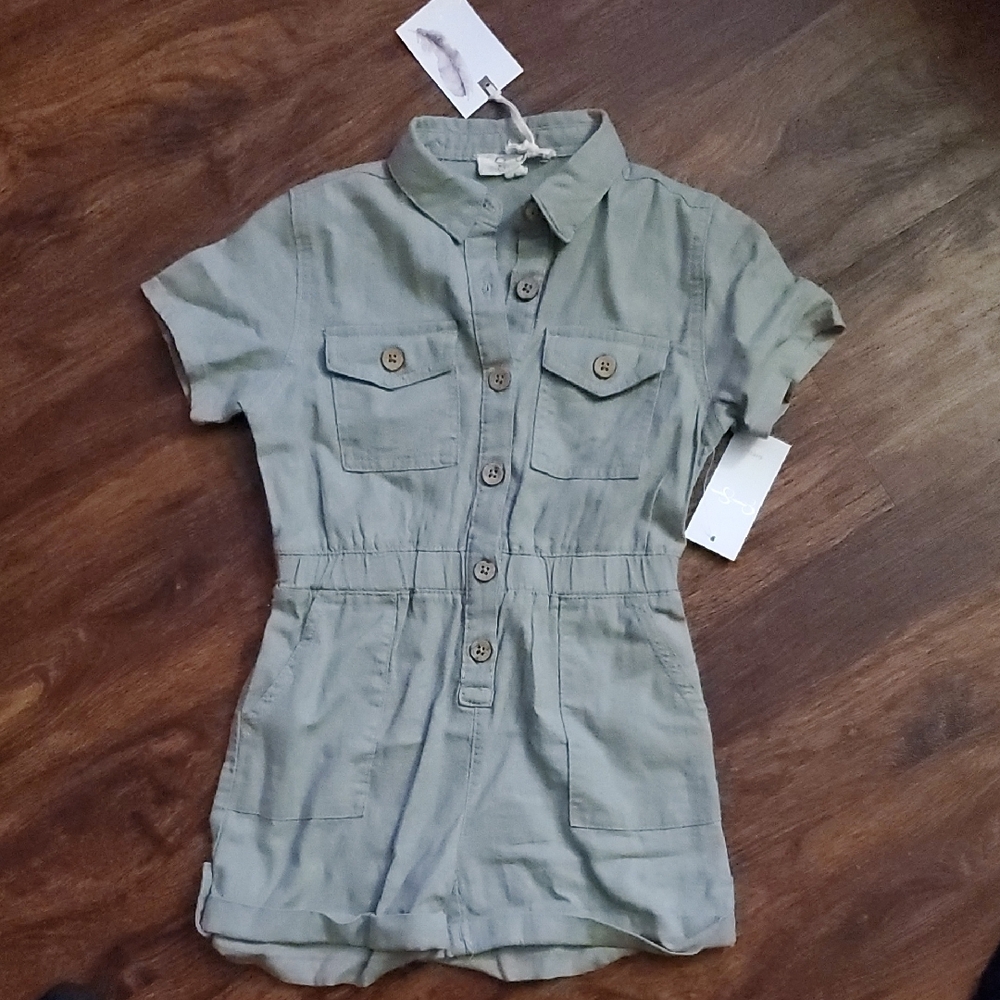 Jessica Simpson Kids Green Button-Up Romper